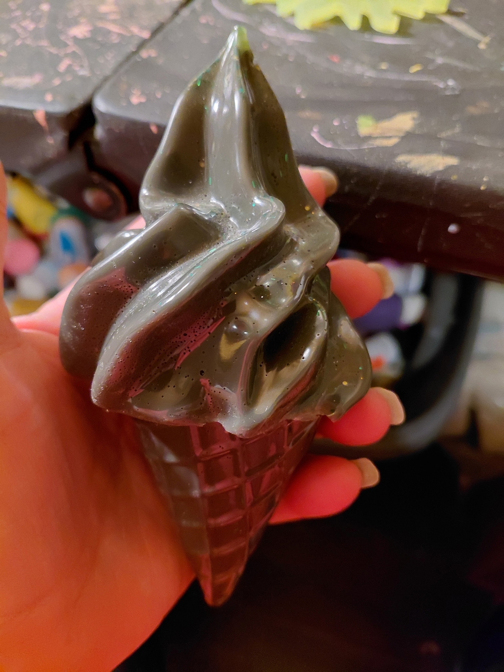 Black Ice Cream Cone Figurine